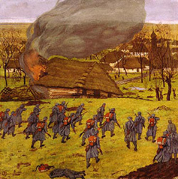 “El ataque a la villa de Stary-Korczyn por el 1er. Regimiento de infantería, Viena 22-XII-1914, (1915).