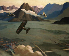 “Scouts británicos salen de su aeródromo en patrulla”, (1917).